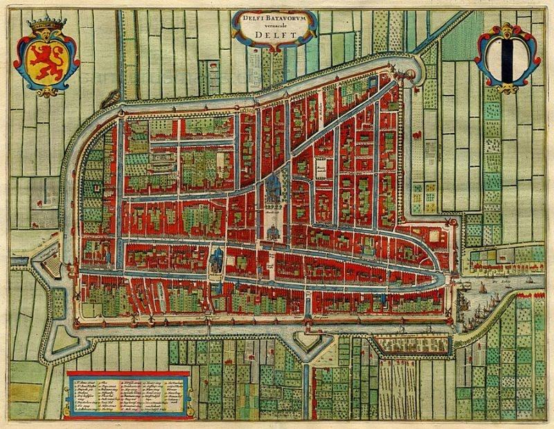 Mapa Delft, 1649, autor: Willem Janszoon Blaeu Mapa Delft