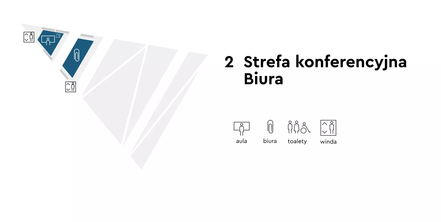 Plan poziomu +2 (strefa konferencyjna i biura)
